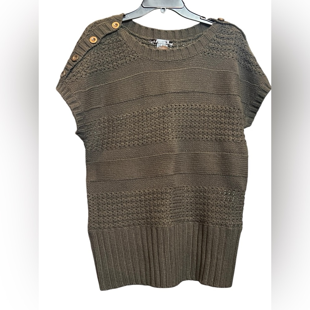 Olive Green Knit Cape Sweaters with Gold Buttons